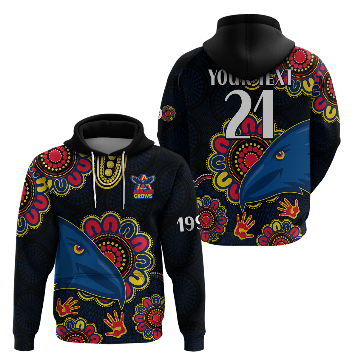 (Custom Personalised) AFL Adelaide Football The Crows 1990 Aboriginal Hoodie LT9 - Vibe Hoodie Shop