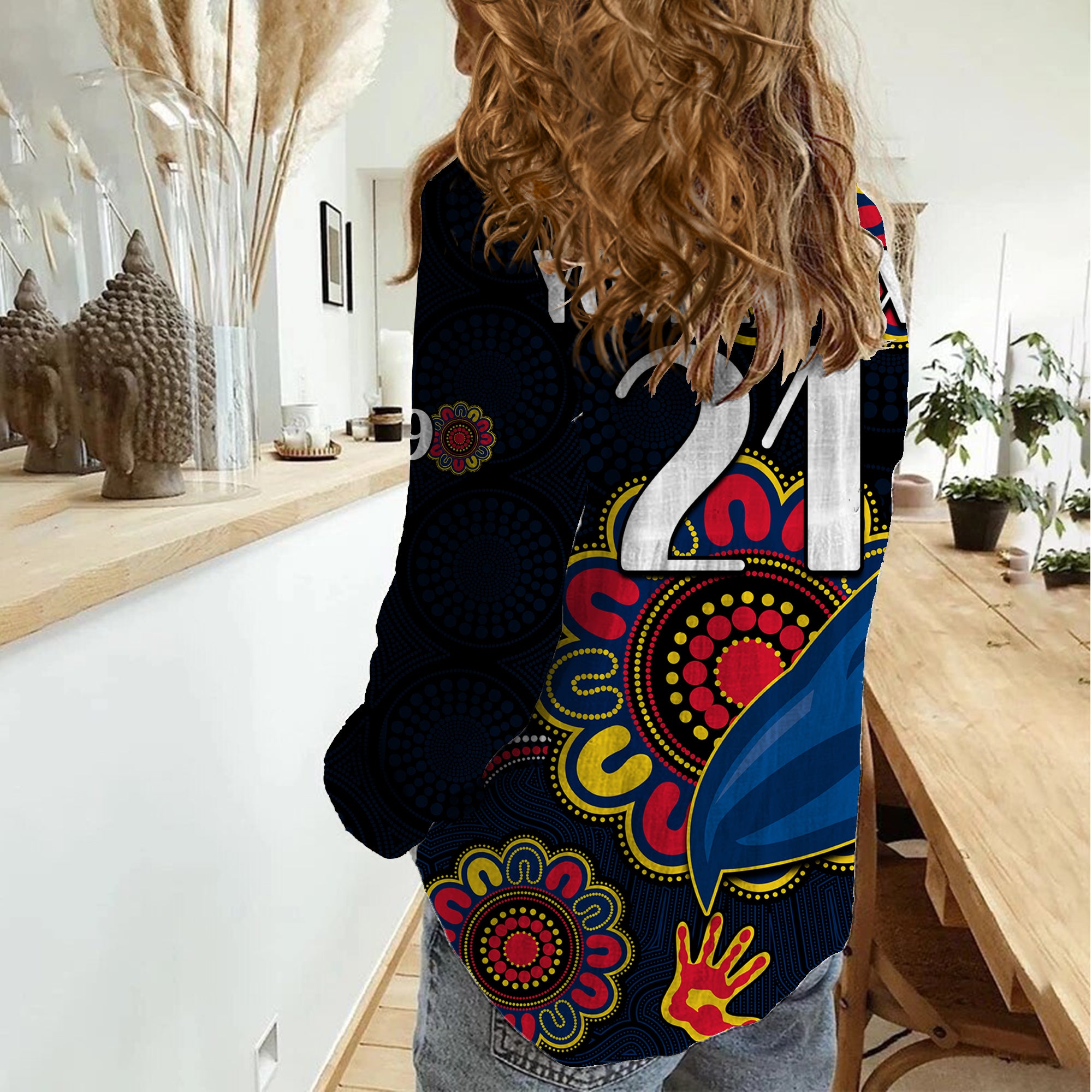 (Custom Personalised) AFL Adelaide Football The Crows 1990 Aboriginal Women Casual Shirt - Vibe Hoodie Shop