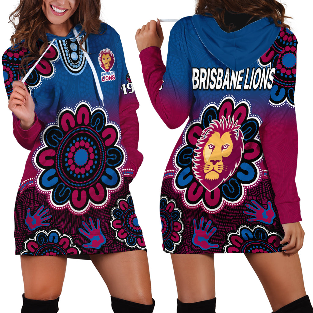 AFL Brisbane Lions 1996 Aboriginal Hoodie Dress - Vibe Hoodie Shop