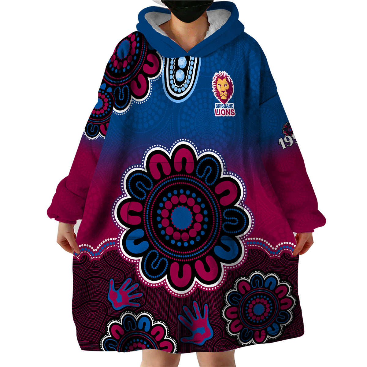 AFL Brisbane Lions 1996 Aboriginal Wearable Blanket Hoodie - Vibe Hoodie Shop