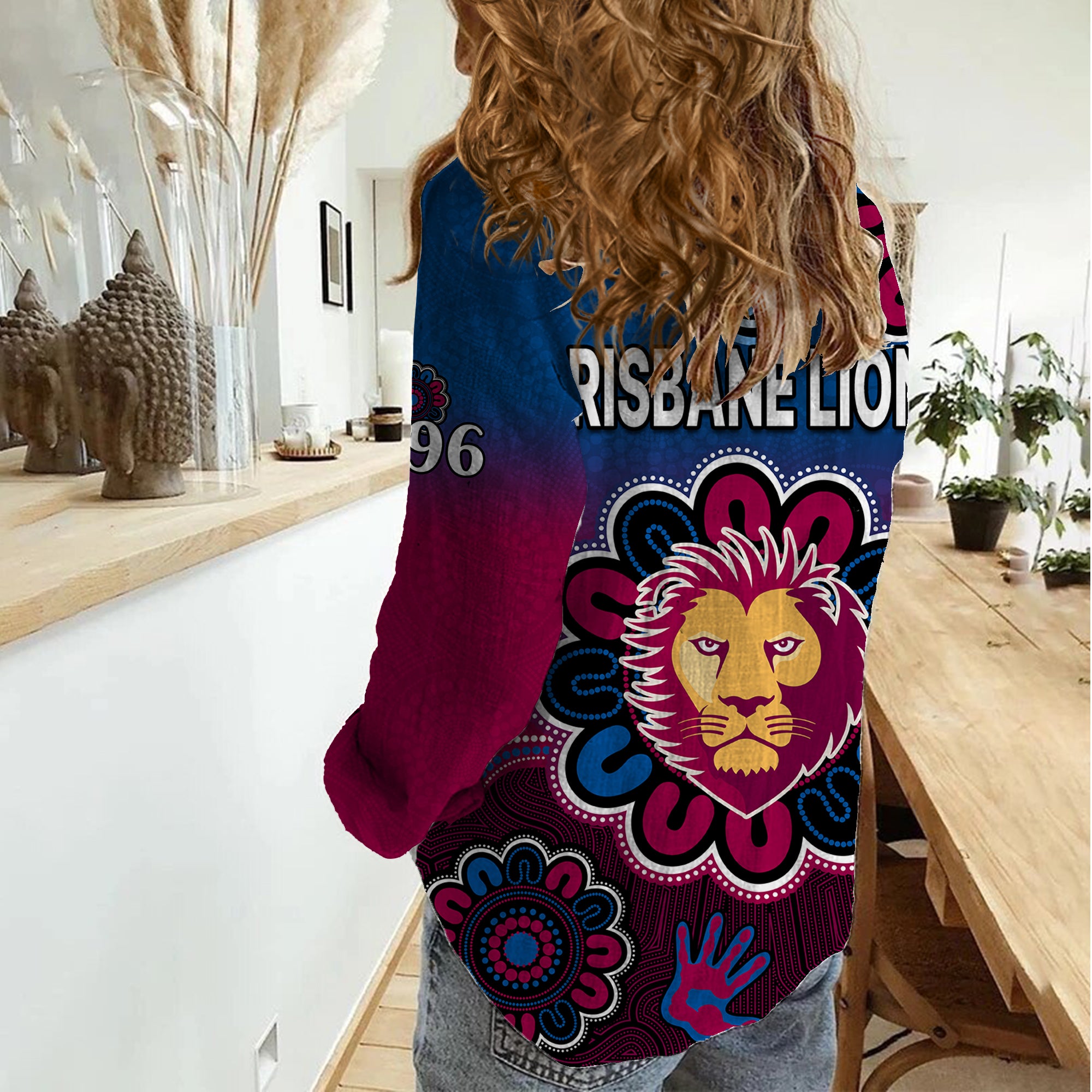 AFL Brisbane Lions 1996 Aboriginal Women Casual Shirt - Vibe Hoodie Shop