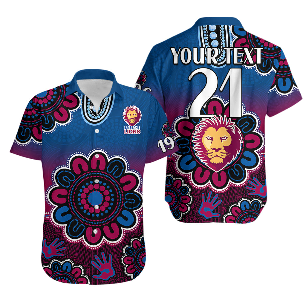 (Custom Personalised) AFL Brisbane Lions 1996 Aboriginal Hawaiian Shirt - Vibe Hoodie Shop