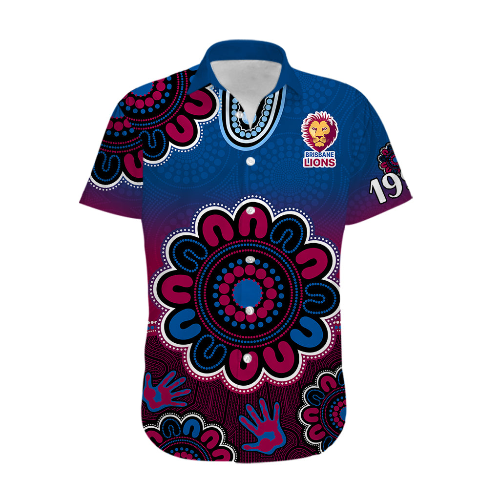 (Custom Personalised) AFL Brisbane Lions 1996 Aboriginal Hawaiian Shirt - Vibe Hoodie Shop