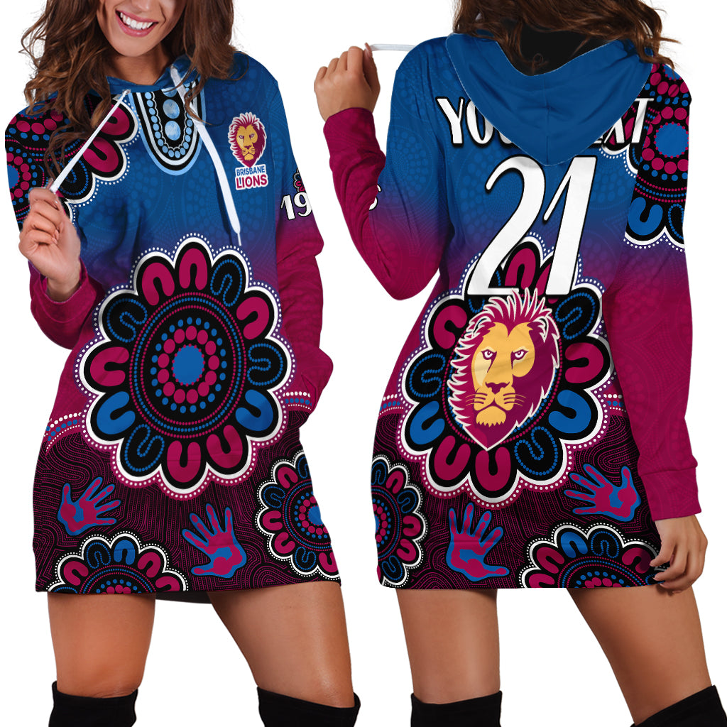 (Custom Personalised) AFL Brisbane Lions 1996 Aboriginal Hoodie Dress - Vibe Hoodie Shop