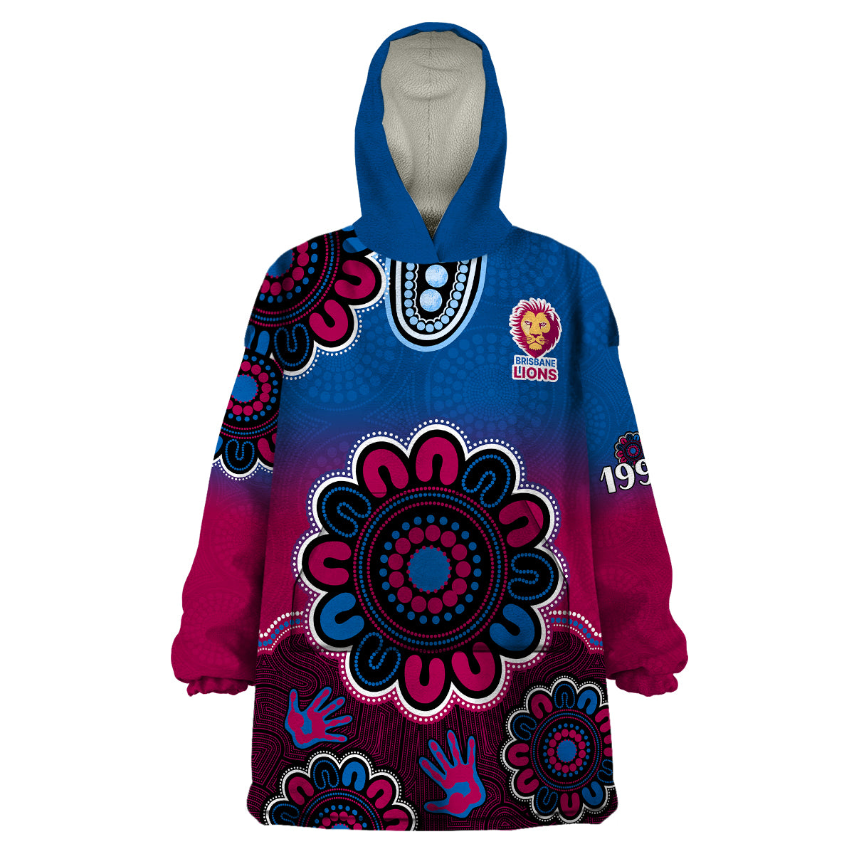 (Custom Personalised) AFL Brisbane Lions 1996 Aboriginal Wearable Blanket Hoodie - Vibe Hoodie Shop