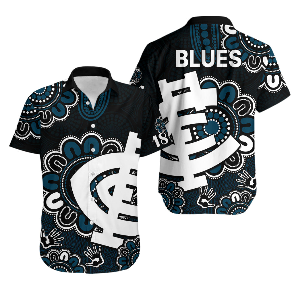 AFL Carlton Blues 1864 Aboriginal Hawaiian Shirt - Vibe Hoodie Shop