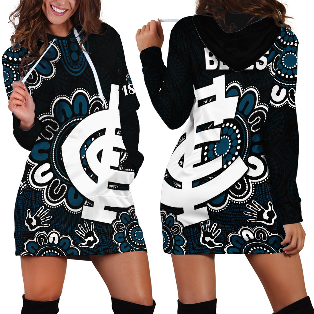 AFL Carlton Blues 1864 Aboriginal Hoodie Dress - Vibe Hoodie Shop