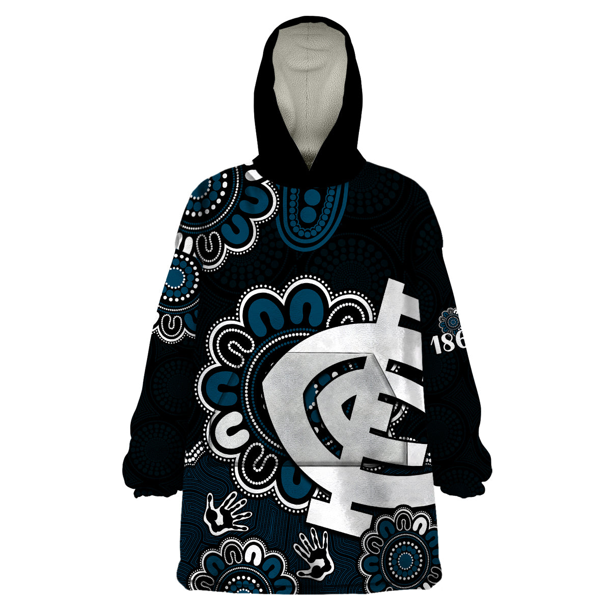 AFL Carlton Blues 1864 Aboriginal Wearable Blanket Hoodie - Vibe Hoodie Shop