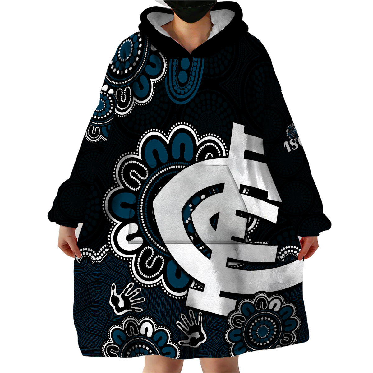 AFL Carlton Blues 1864 Aboriginal Wearable Blanket Hoodie - Vibe Hoodie Shop
