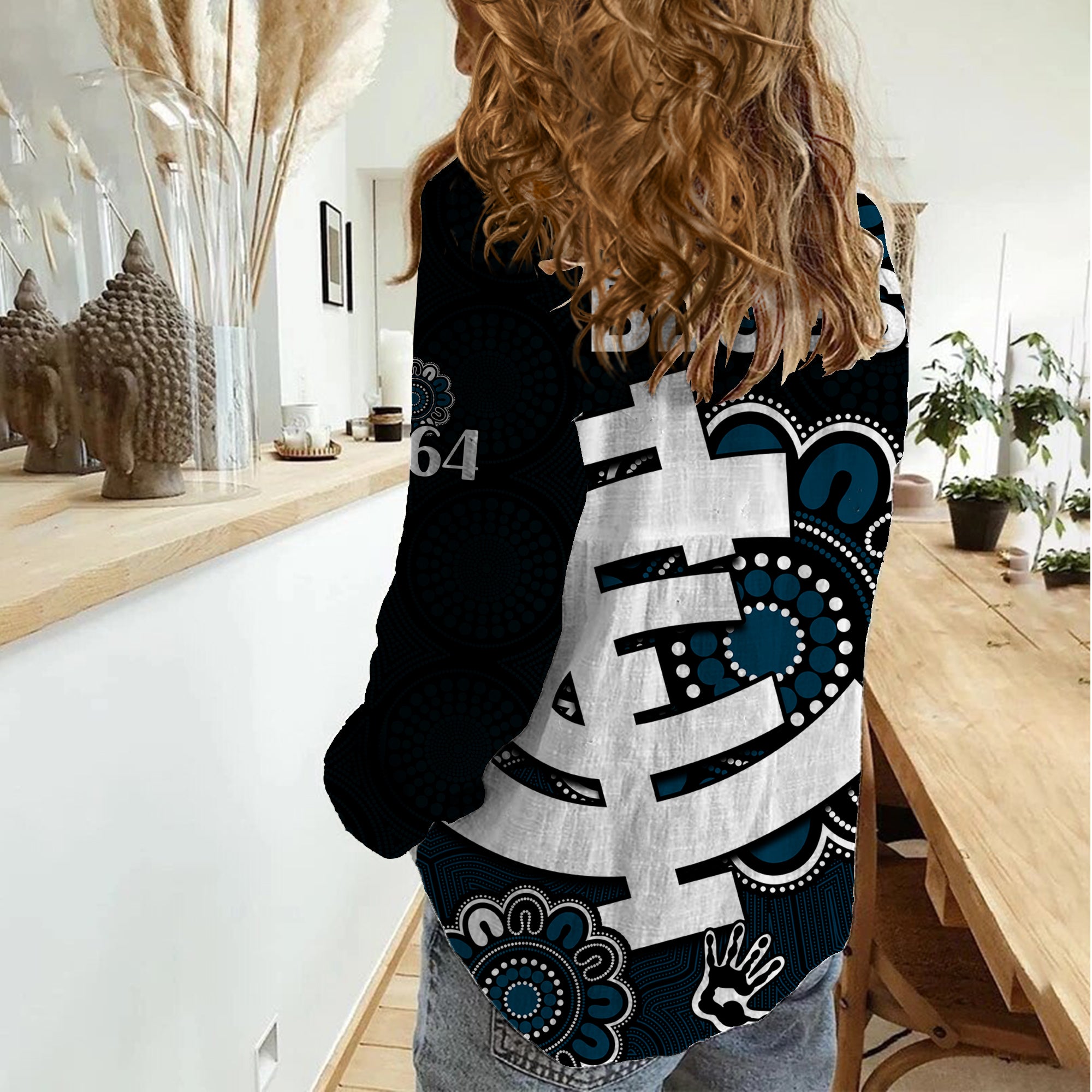 AFL Carlton Blues 1864 Aboriginal Women Casual Shirt - Vibe Hoodie Shop