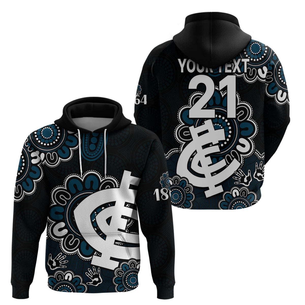 (Custom Personalised) AFL Carlton Blues 1864 Aboriginal Hoodie LT9 - Vibe Hoodie Shop