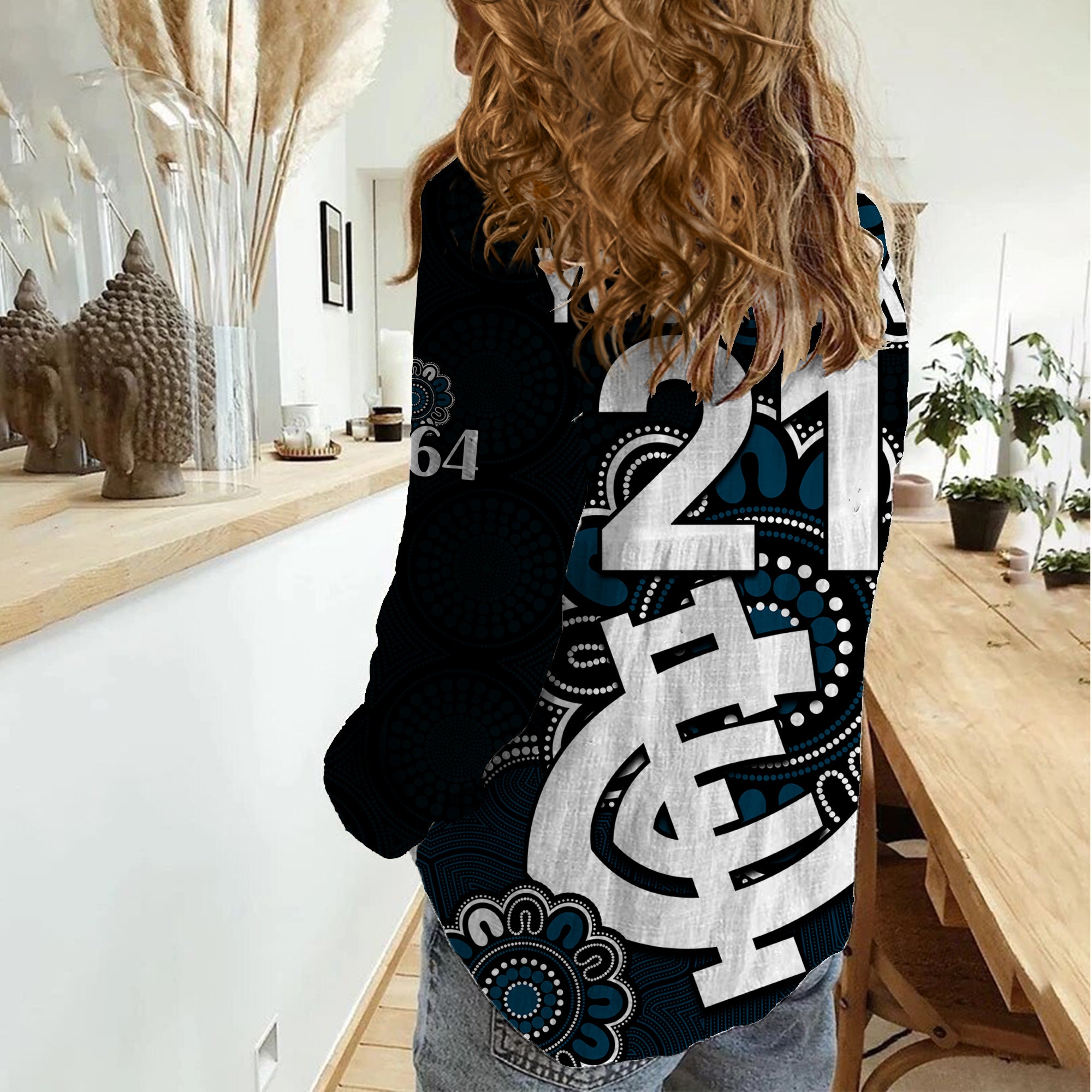 (Custom Personalised) AFL Carlton Blues 1864 Aboriginal Women Casual Shirt - Vibe Hoodie Shop