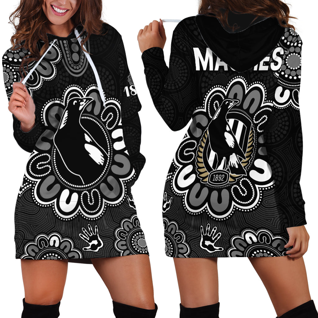 AFL Collingwood Magpies 1892 Aboriginal Hoodie Dress - Vibe Hoodie Shop