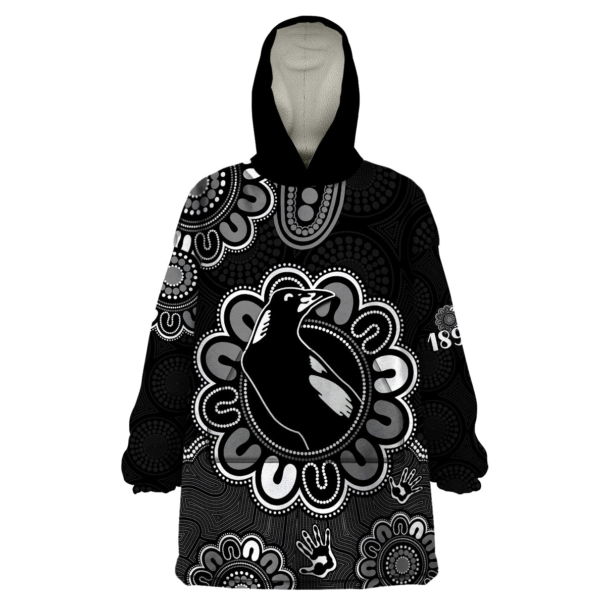 AFL Collingwood Magpies 1892 Aboriginal Wearable Blanket Hoodie - Vibe Hoodie Shop