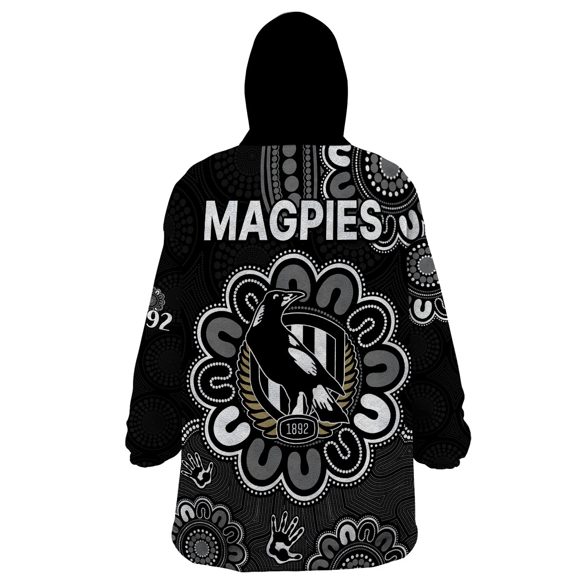 AFL Collingwood Magpies 1892 Aboriginal Wearable Blanket Hoodie - Vibe Hoodie Shop