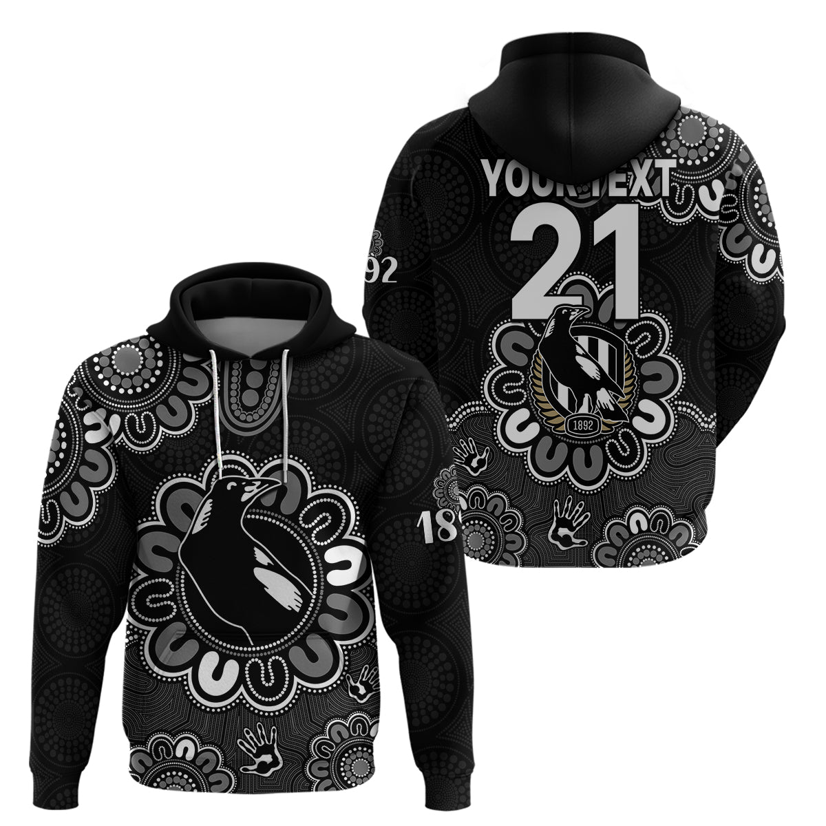 (Custom Personalised) AFL Collingwood Magpies 1892 Aboriginal Hoodie LT9 - Vibe Hoodie Shop