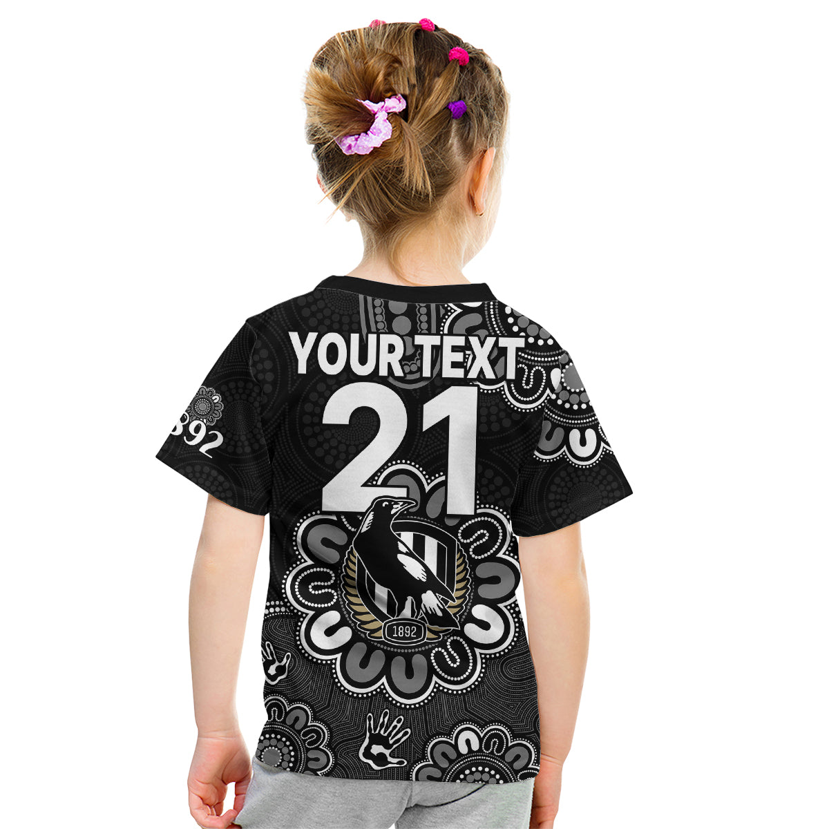 (Custom Personalised) AFL Collingwood Magpies 1892 Aboriginal Kid T Shirt - Vibe Hoodie Shop