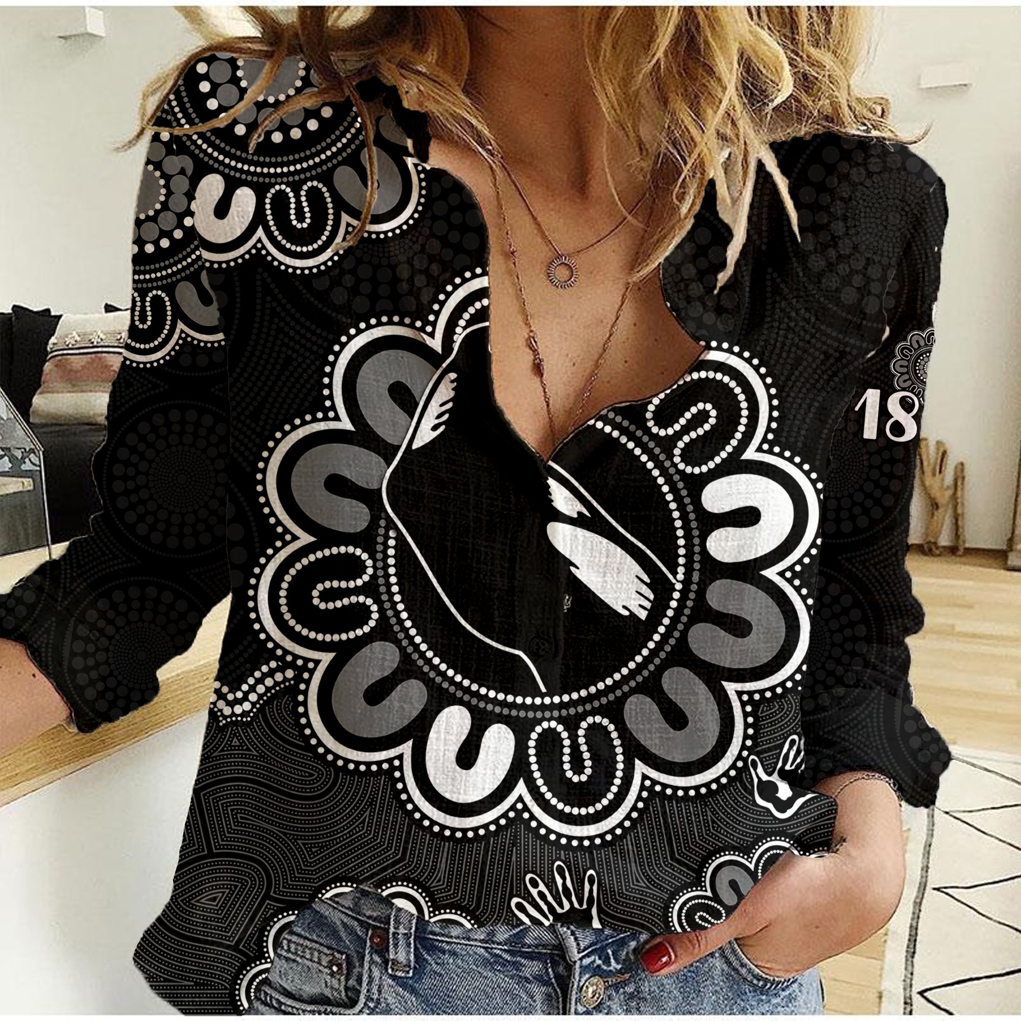 (Custom Personalised) AFL Collingwood Magpies 1892 Aboriginal Women Casual Shirt - Vibe Hoodie Shop