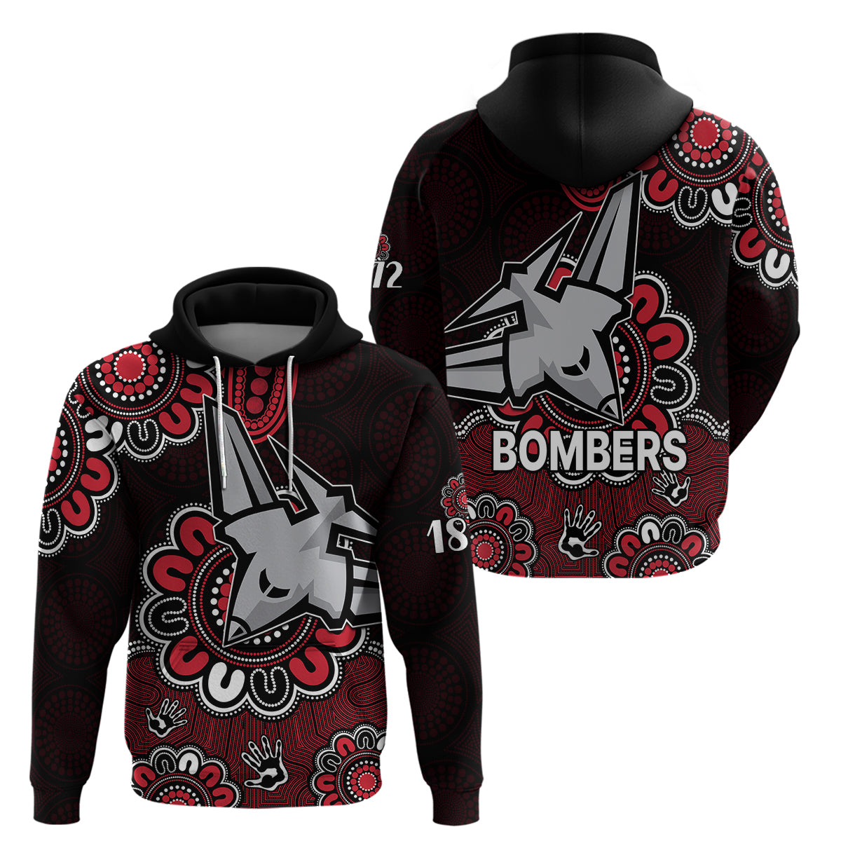 AFL Essendon Bombers 1872 Aboriginal Hoodie LT9 - Vibe Hoodie Shop