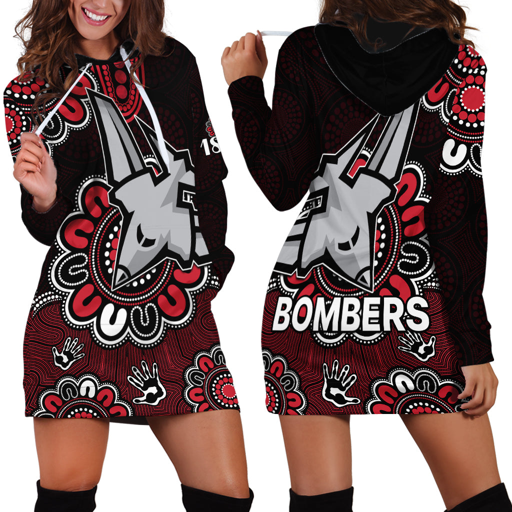 AFL Essendon Bombers 1872 Aboriginal Hoodie Dress - Vibe Hoodie Shop