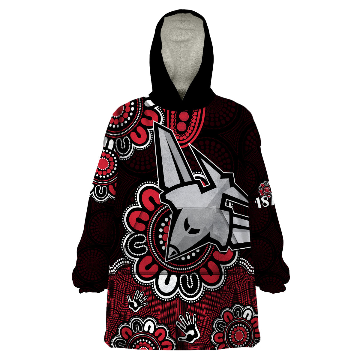 AFL Essendon Bombers 1872 Aboriginal Wearable Blanket Hoodie - Vibe Hoodie Shop