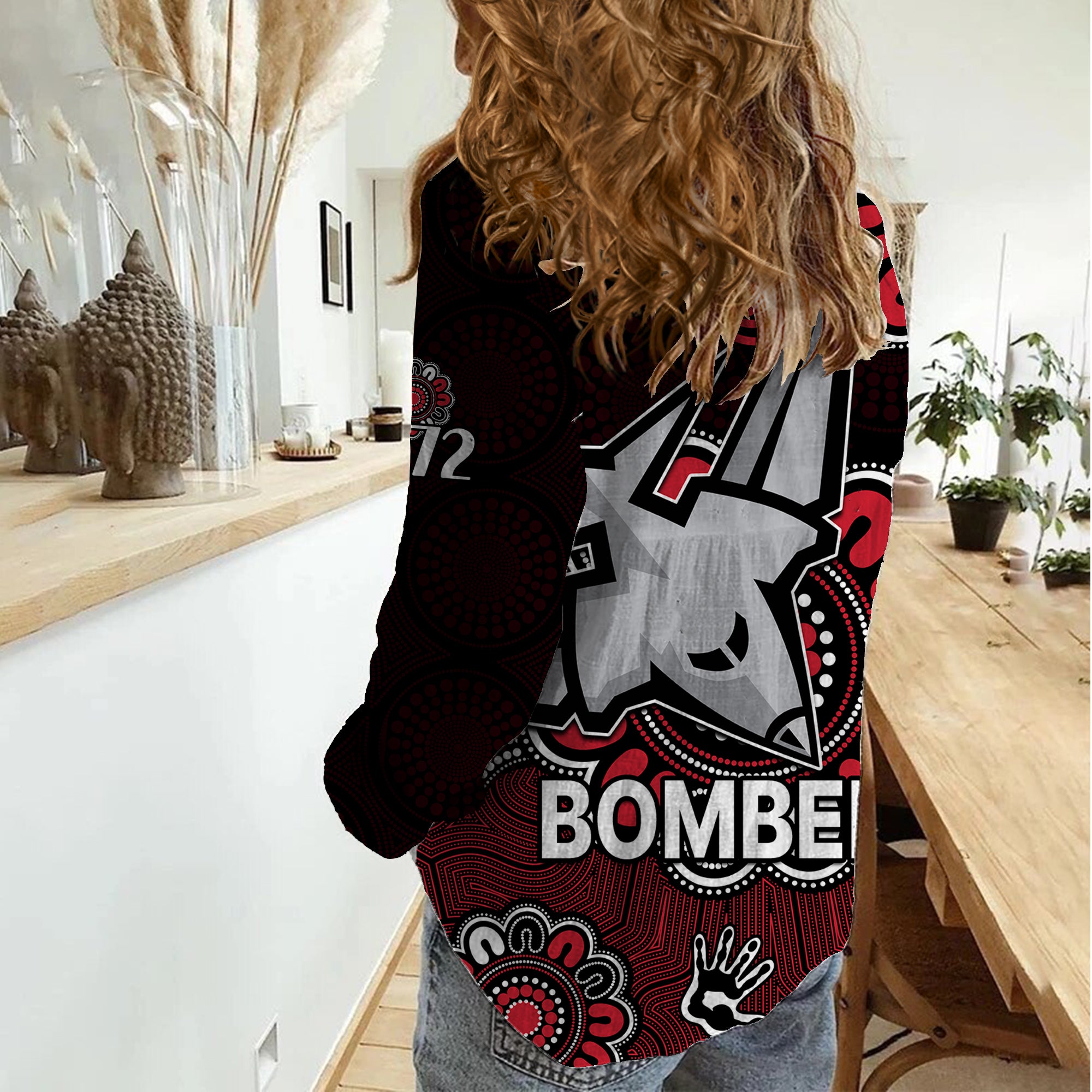 AFL Essendon Bombers 1872 Aboriginal Women Casual Shirt - Vibe Hoodie Shop