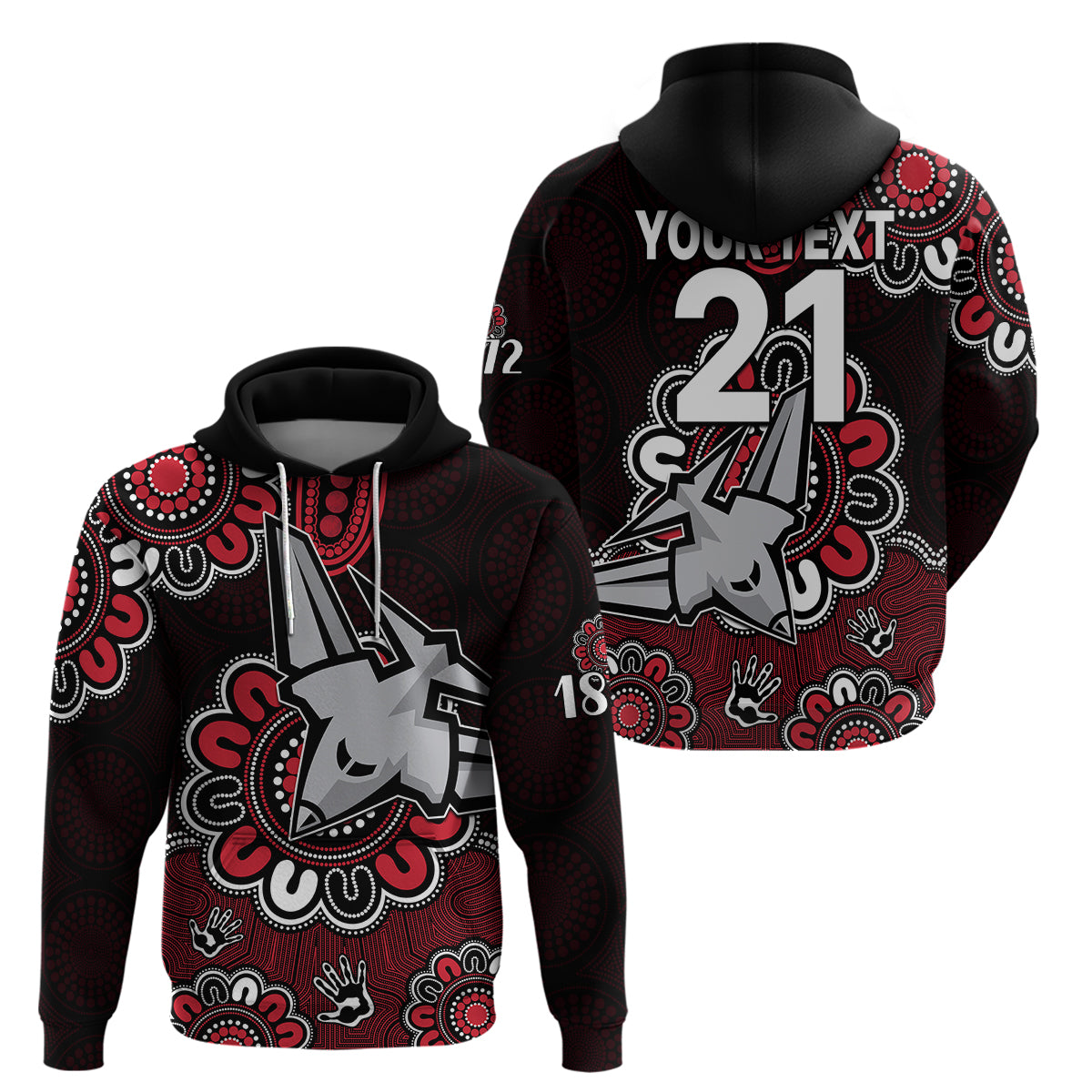 (Custom Personalised) AFL Essendon Bombers 1872 Aboriginal Hoodie LT9 - Vibe Hoodie Shop