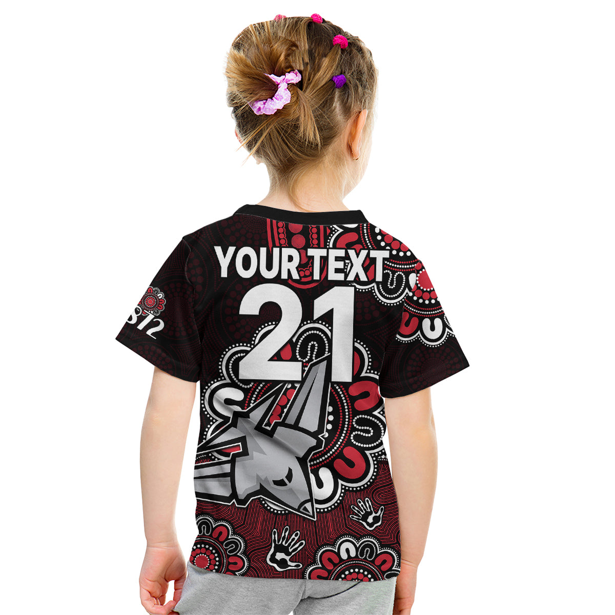 (Custom Personalised) AFL Essendon Bombers 1872 Aboriginal Kid T Shirt - Vibe Hoodie Shop