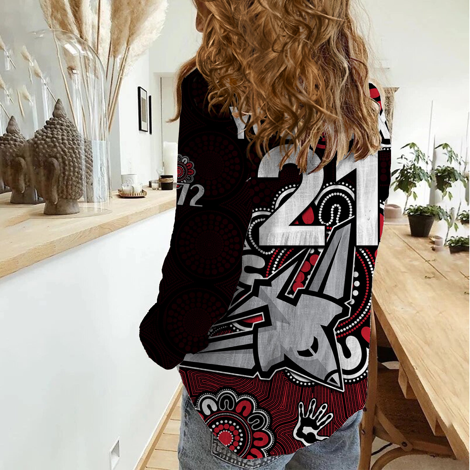 (Custom Personalised) AFL Essendon Bombers 1872 Aboriginal Women Casual Shirt - Vibe Hoodie Shop