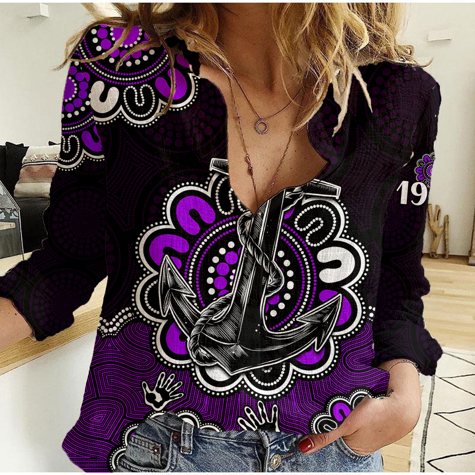 (Custom Personalised) AFL Fremantle Dockers 1994 Aboriginal Women Casual Shirt - Vibe Hoodie Shop