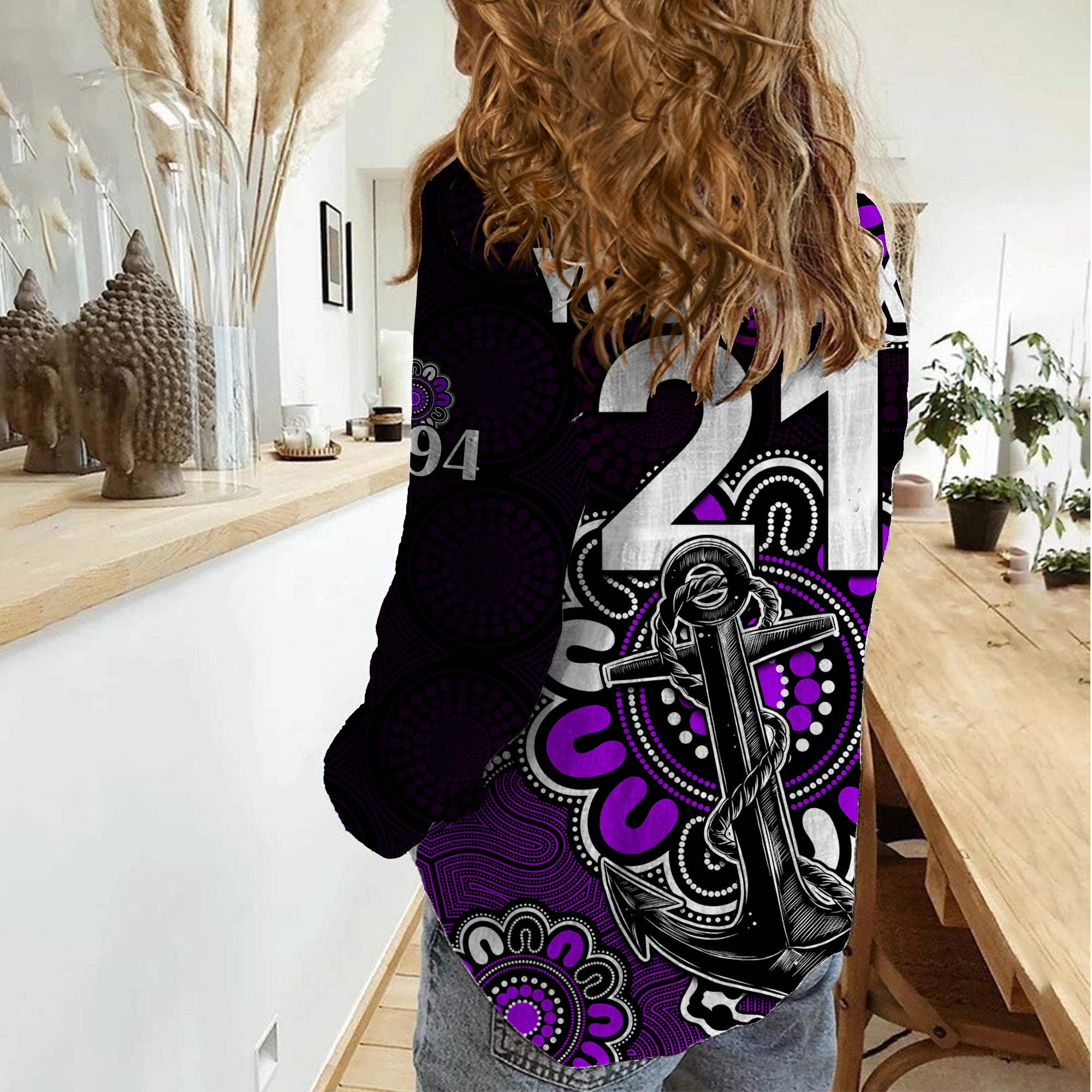 (Custom Personalised) AFL Fremantle Dockers 1994 Aboriginal Women Casual Shirt - Vibe Hoodie Shop