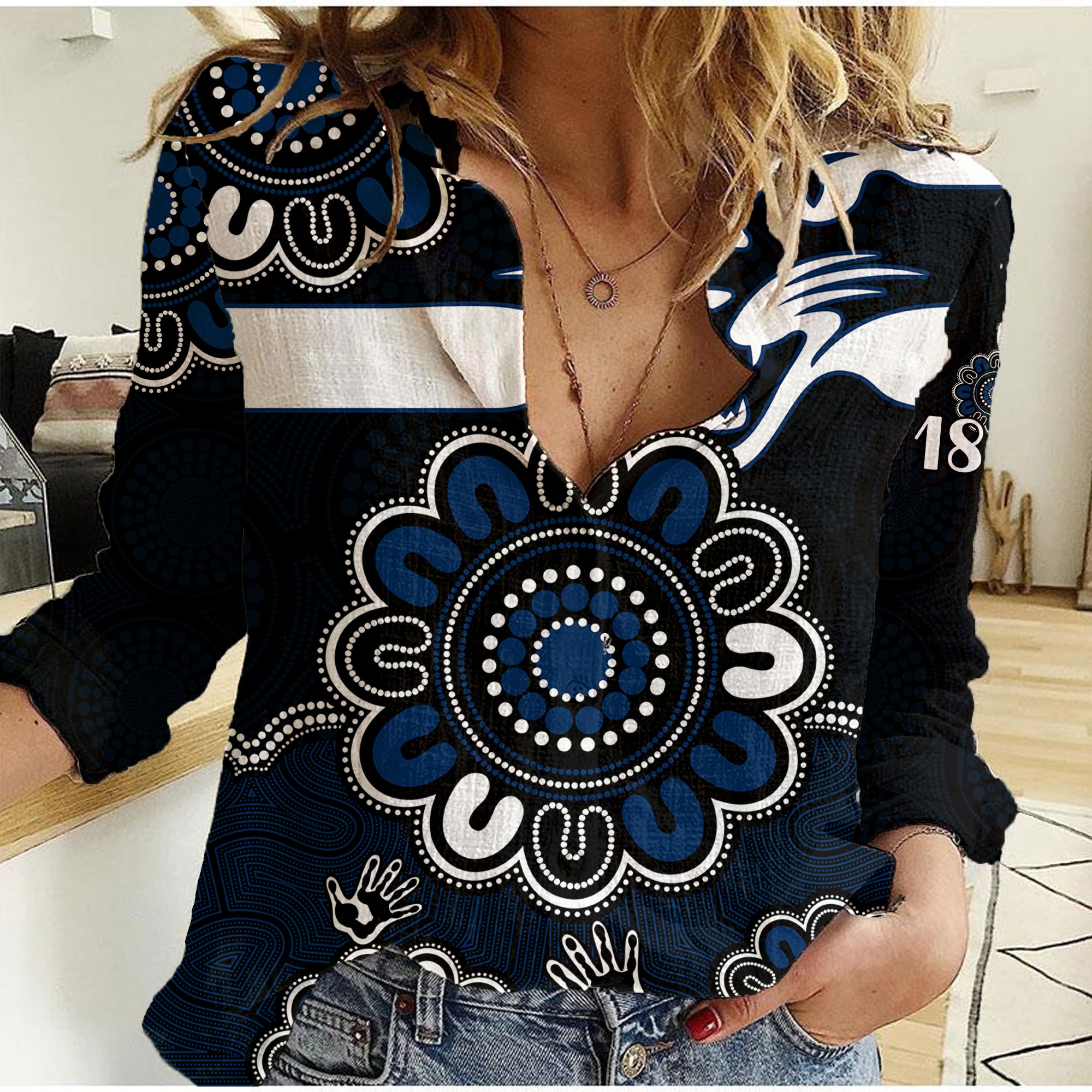 AFL Geelong Cats 1859 Aboriginal Women Casual Shirt - Vibe Hoodie Shop