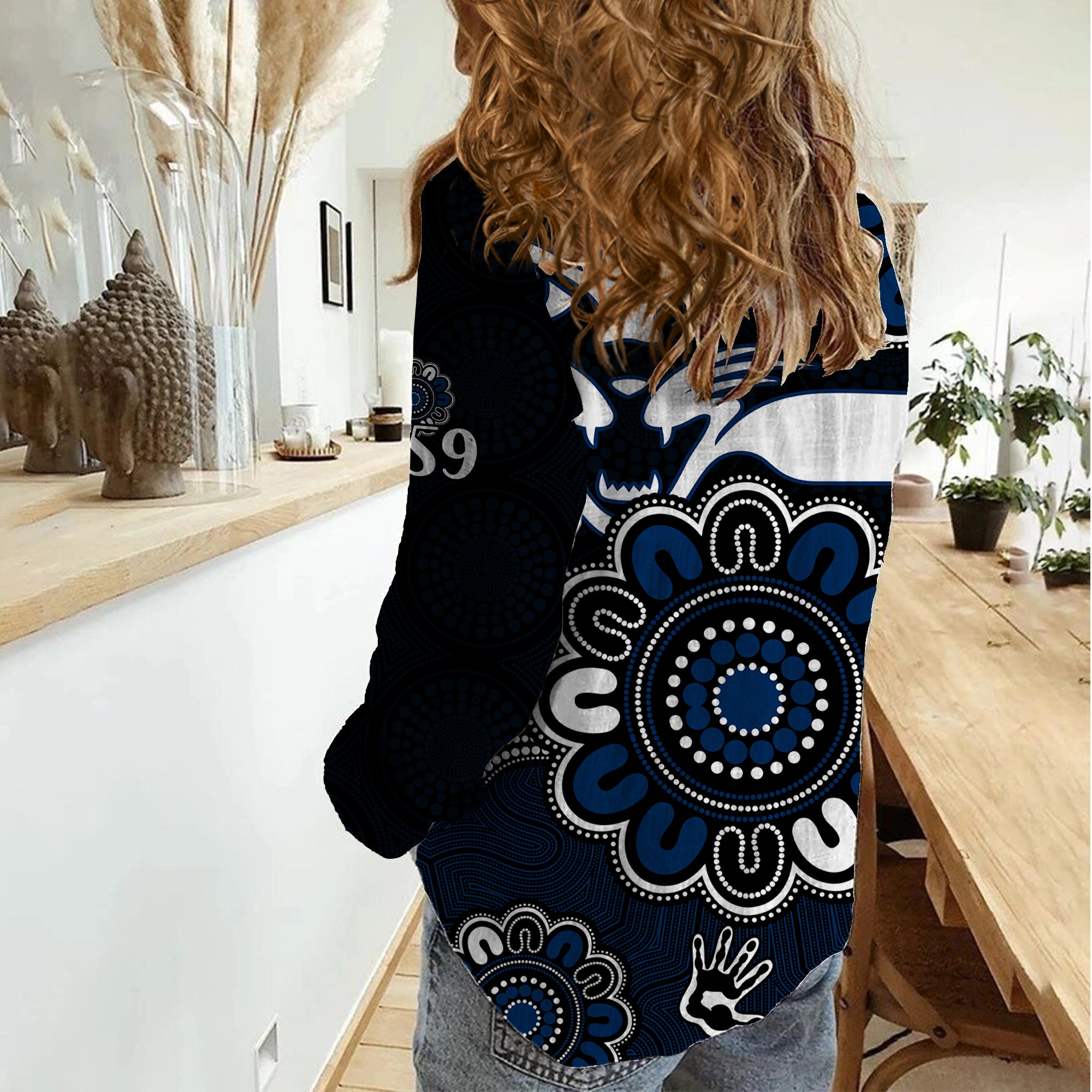 AFL Geelong Cats 1859 Aboriginal Women Casual Shirt - Vibe Hoodie Shop