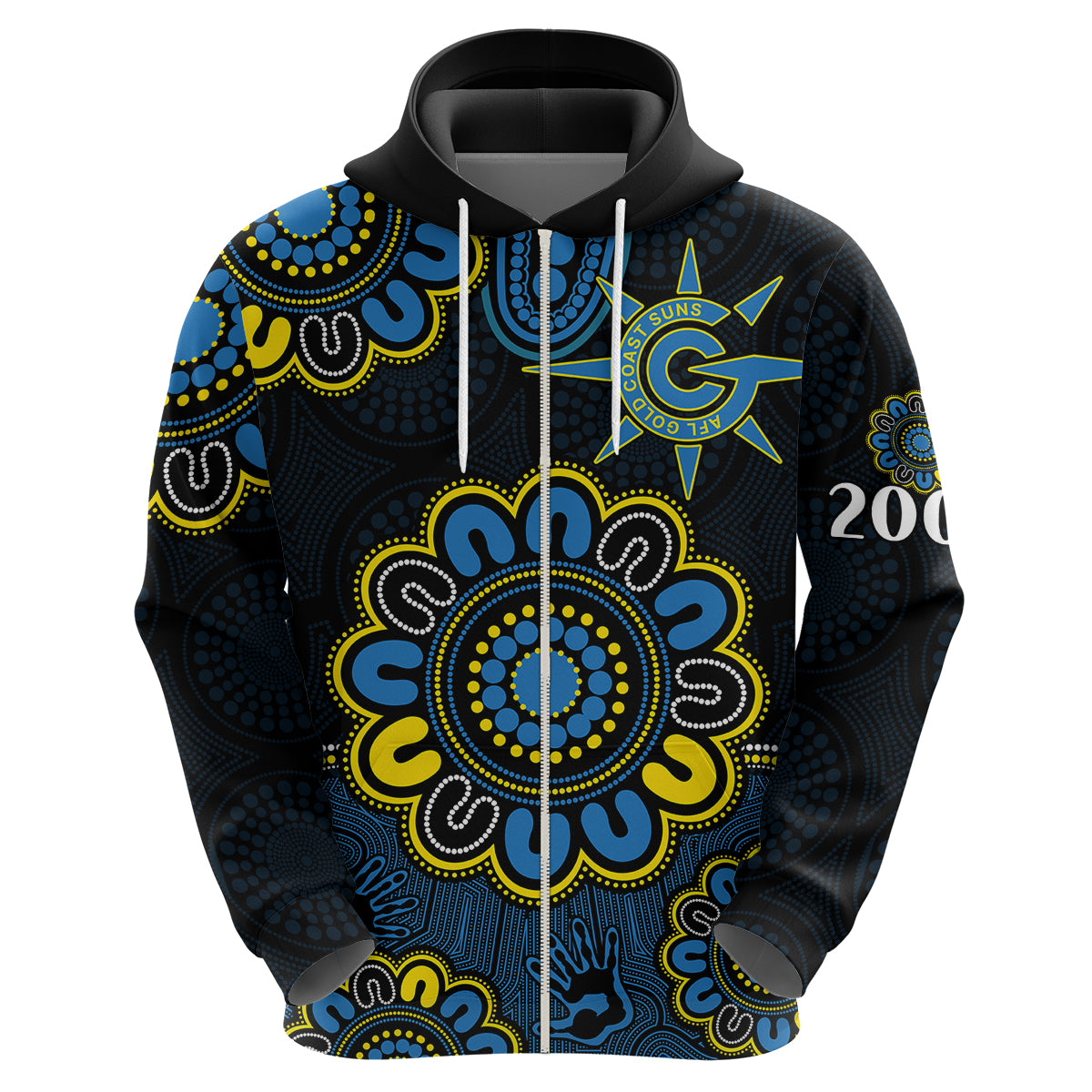 AFL Gold Coast Suns 2009 Aboriginal Blue Style Hoodie LT9 - Vibe Hoodie Shop