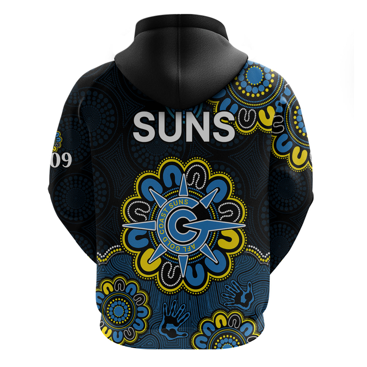 AFL Gold Coast Suns 2009 Aboriginal Blue Style Hoodie LT9 - Vibe Hoodie Shop
