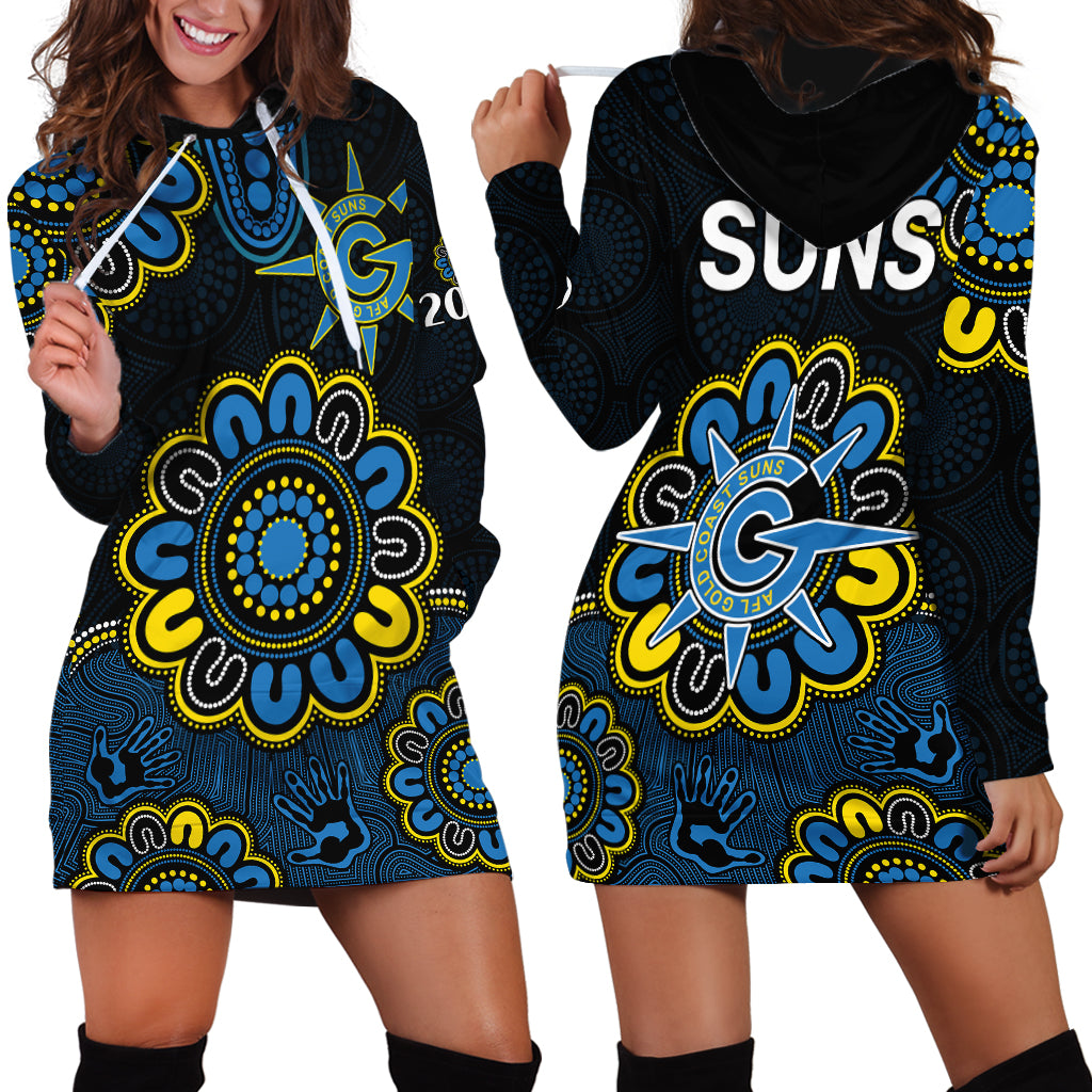 AFL Gold Coast Suns 2009 Aboriginal Blue Style Hoodie Dress - Vibe Hoodie Shop