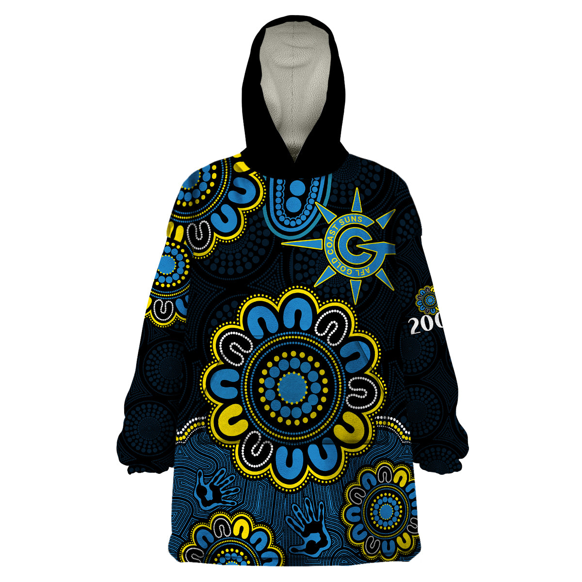 AFL Gold Coast Suns 2009 Aboriginal Blue Style Wearable Blanket Hoodie - Vibe Hoodie Shop