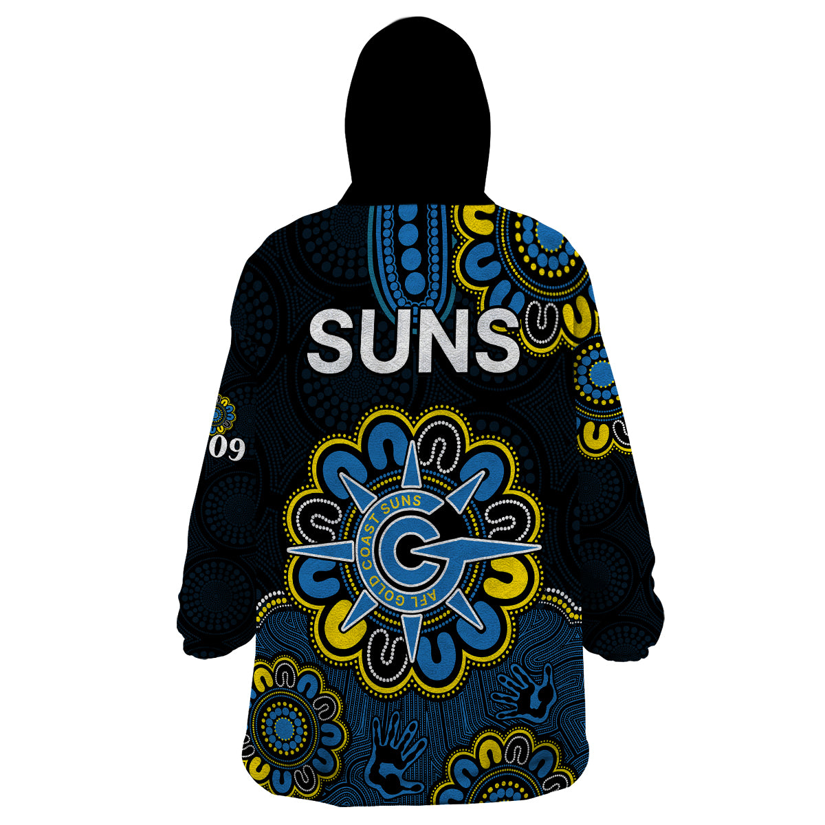 AFL Gold Coast Suns 2009 Aboriginal Blue Style Wearable Blanket Hoodie - Vibe Hoodie Shop