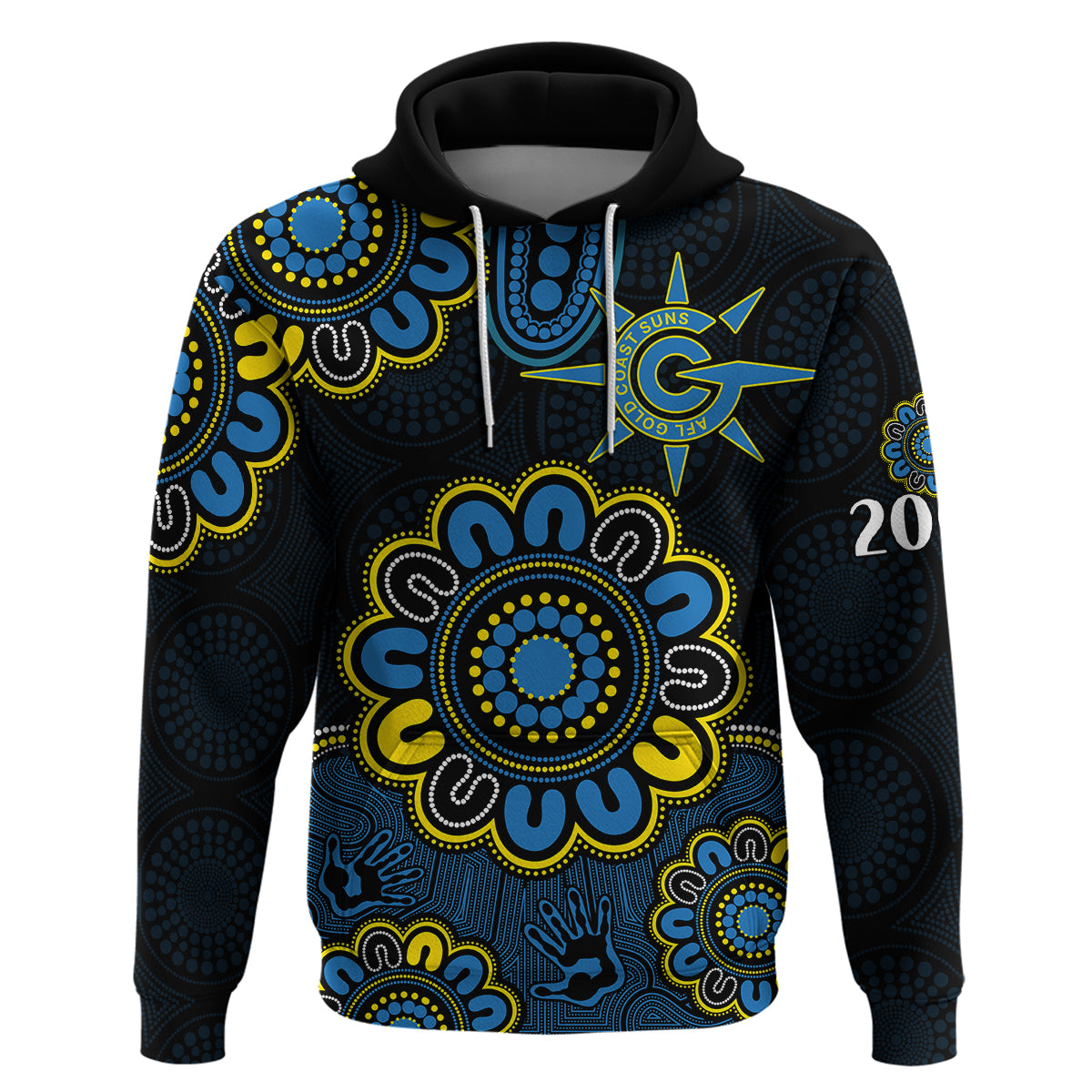 (Custom Personalised) AFL Gold Coast Suns 2009 Aboriginal Blue Style Hoodie LT9 - Vibe Hoodie Shop