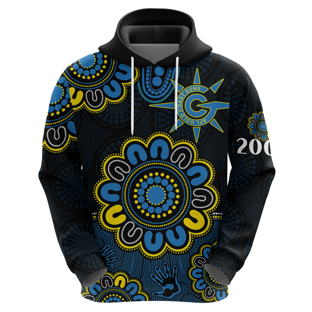 (Custom Personalised) AFL Gold Coast Suns 2009 Aboriginal Blue Style Hoodie LT9 - Vibe Hoodie Shop