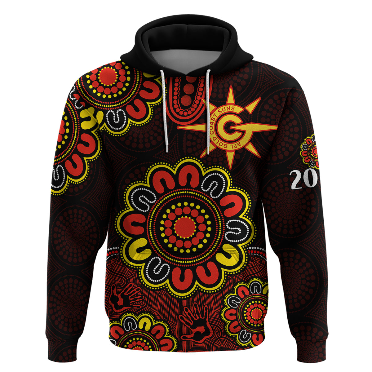AFL Gold Coast Suns 2009 Aboriginal Red Style Hoodie LT9 - Vibe Hoodie Shop
