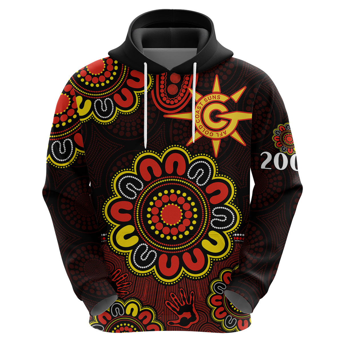 AFL Gold Coast Suns 2009 Aboriginal Red Style Hoodie LT9 - Vibe Hoodie Shop