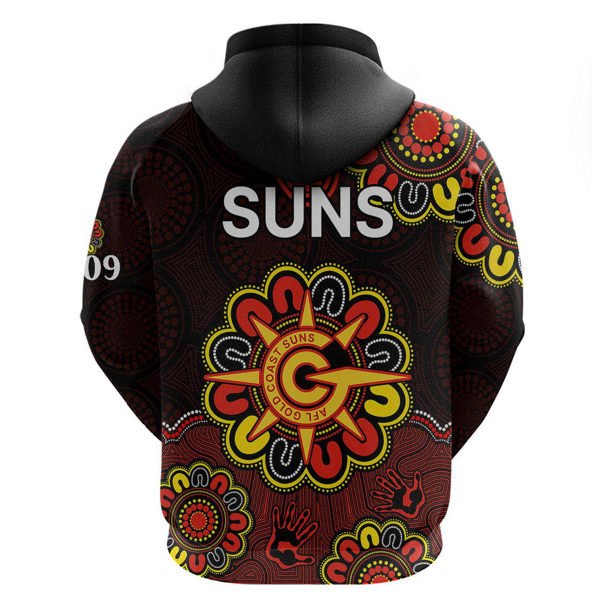 AFL Gold Coast Suns 2009 Aboriginal Red Style Hoodie LT9 - Vibe Hoodie Shop