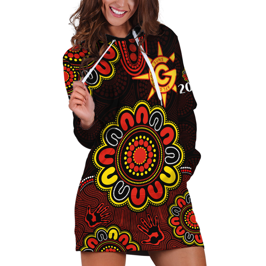 AFL Gold Coast Suns 2009 Aboriginal Red Style Hoodie Dress - Vibe Hoodie Shop