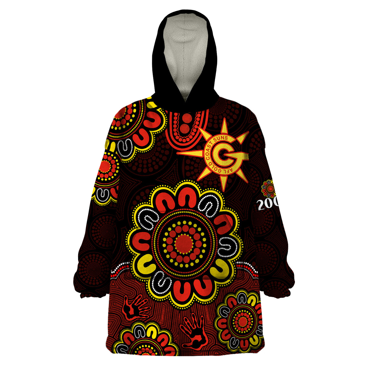 AFL Gold Coast Suns 2009 Aboriginal Red Style Wearable Blanket Hoodie - Vibe Hoodie Shop