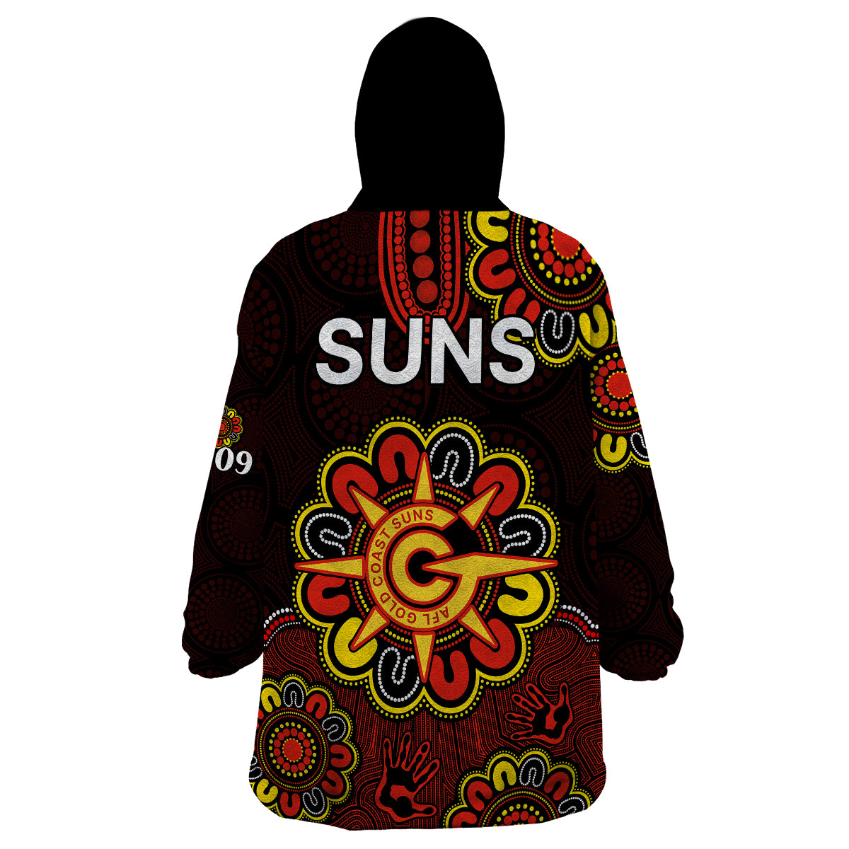 AFL Gold Coast Suns 2009 Aboriginal Red Style Wearable Blanket Hoodie - Vibe Hoodie Shop