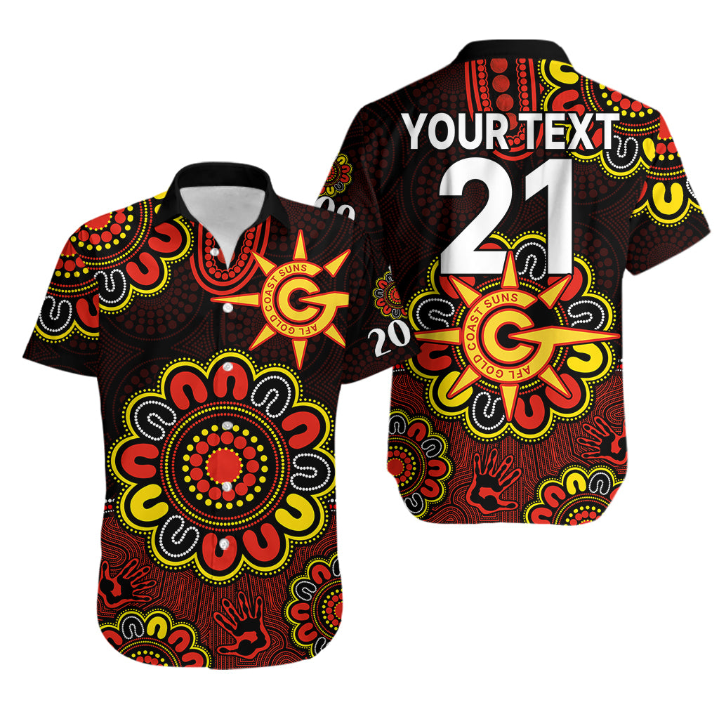 (Custom Personalised) AFL Gold Coast Suns 2009 Aboriginal Red Style Hawaiian Shirt - Vibe Hoodie Shop