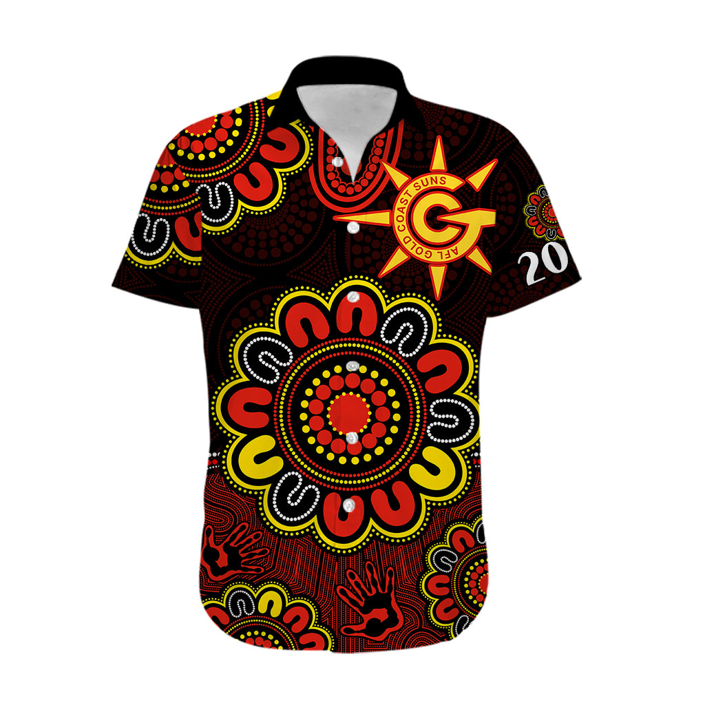 (Custom Personalised) AFL Gold Coast Suns 2009 Aboriginal Red Style Hawaiian Shirt - Vibe Hoodie Shop
