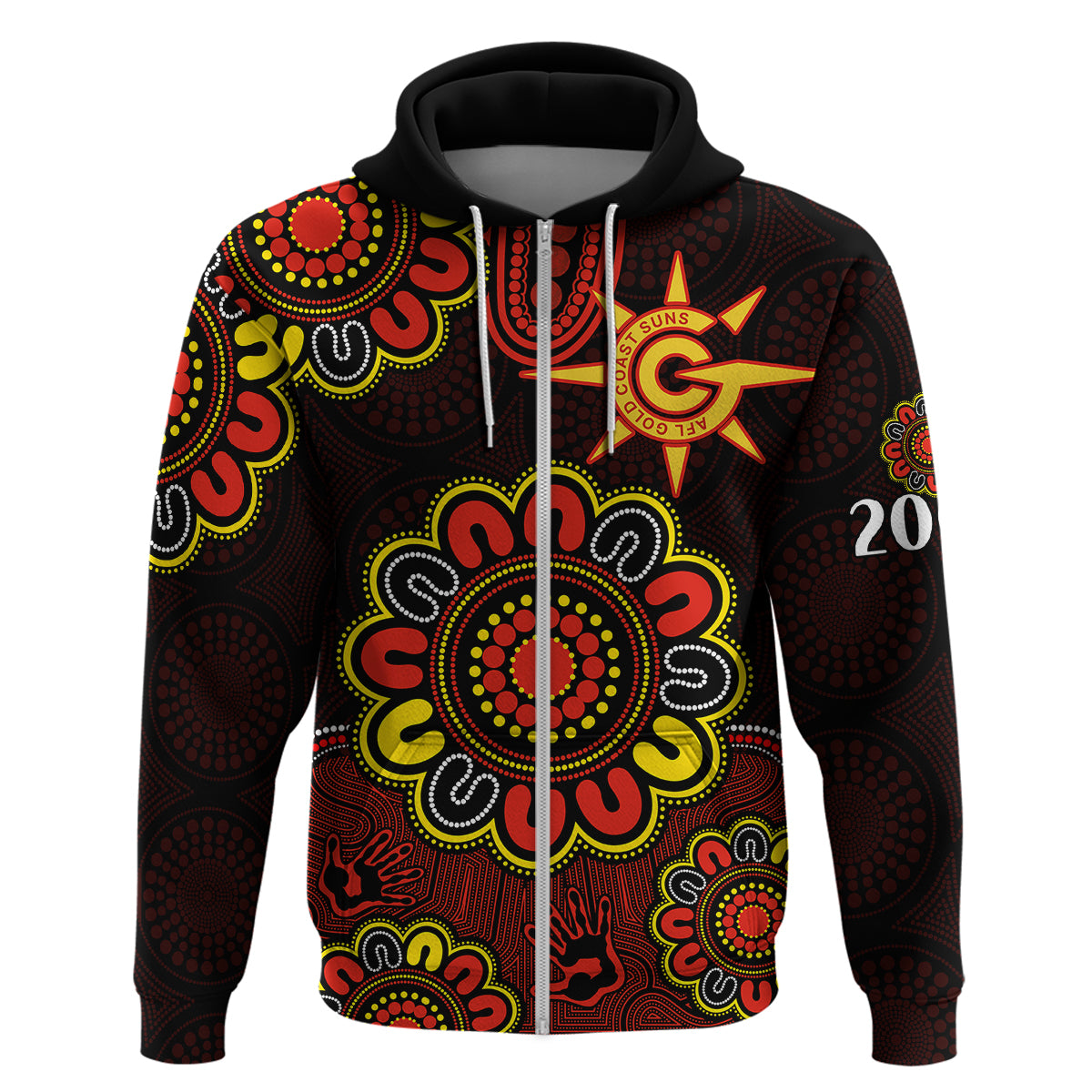 (Custom Personalised) AFL Gold Coast Suns 2009 Aboriginal Red Style Hoodie LT9 - Vibe Hoodie Shop