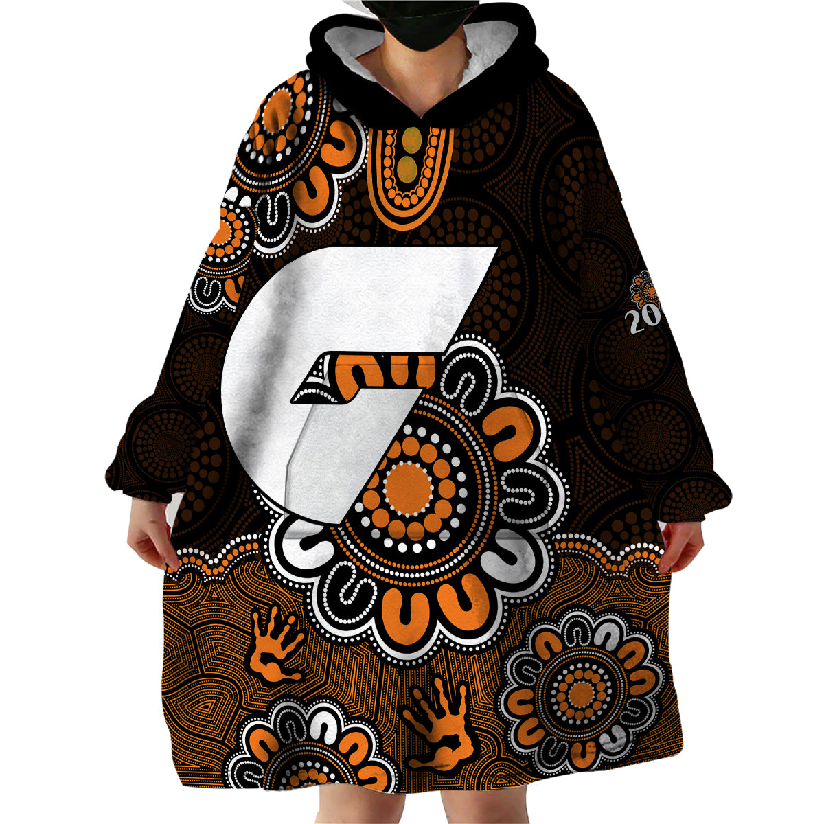 AFL GWS Giants 2012 Aboriginal Wearable Blanket Hoodie - Vibe Hoodie Shop